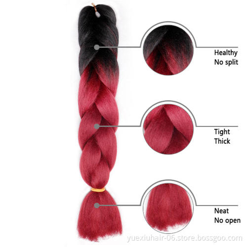 24 Inch Synthetic Hair Yaki Ombre Braiding Pre Stretched Expression Jumbo Braid Crochet Braids Hair